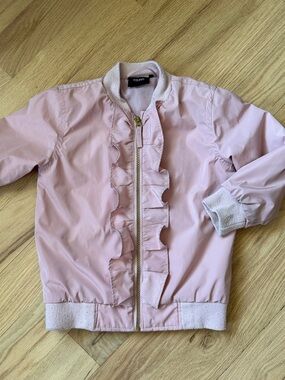 Kuling Sweden Light Pink Ruffle-Trim Bomber Jacket Girls sz EUR 104